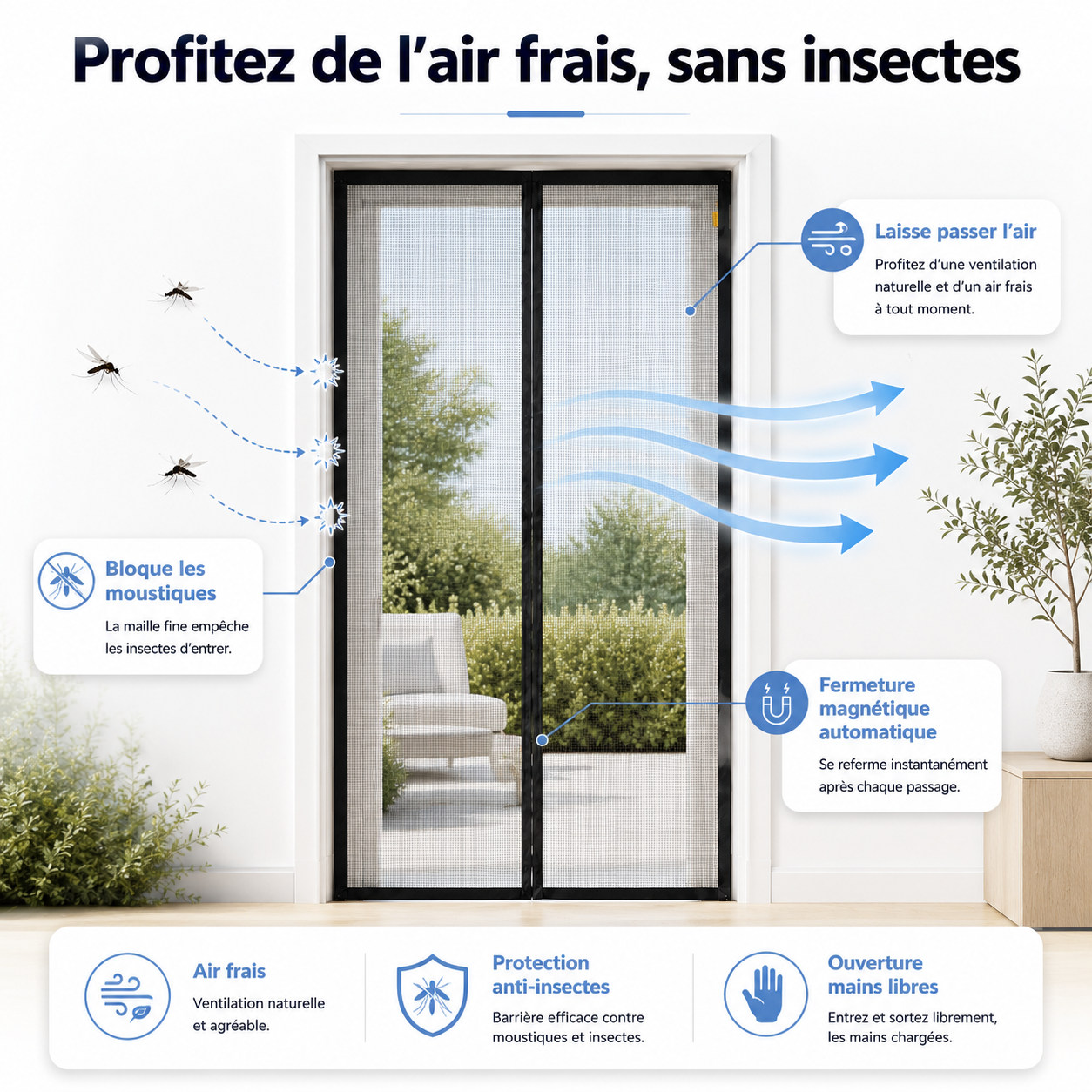 Moustiquaire magnétique pour fenêtre