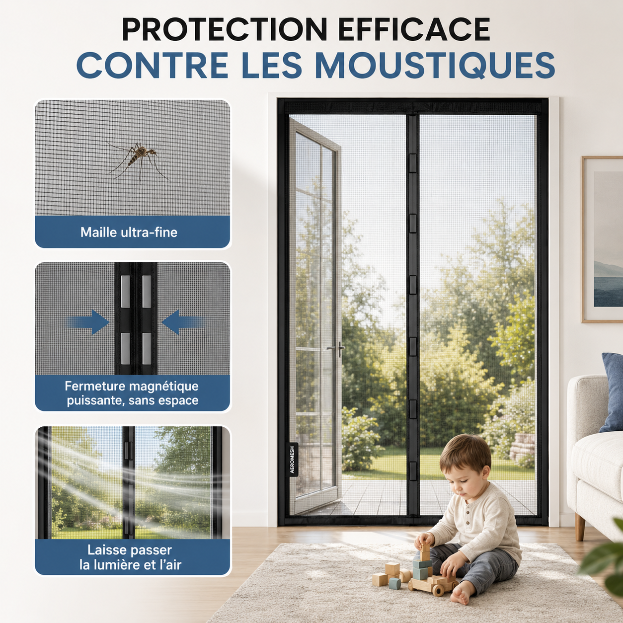 Moustiquaire magnétique pour porte